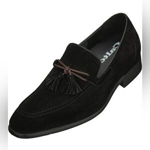 CALTO Men's Invisible Height Increasing Elevator Shoes - Black Premium Leather